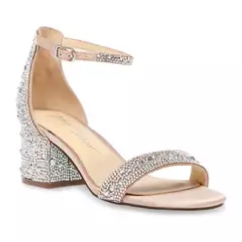 Betsey Johnson Silver Cream Block Heel Sandals